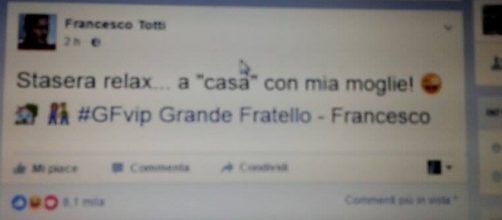 Il tweet sul GF di Francesco Totti