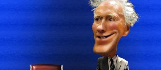 Una caricatura di Clint Eastwood, decano della Hollywood repubblicana. Una caricatura di Clint Eastwood, decano della Hollywood repubblicana.