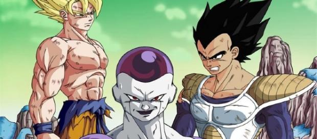 Goku,Vegeta y freezer en el planeta namek Goku,Vegeta y freezer en el planeta namek