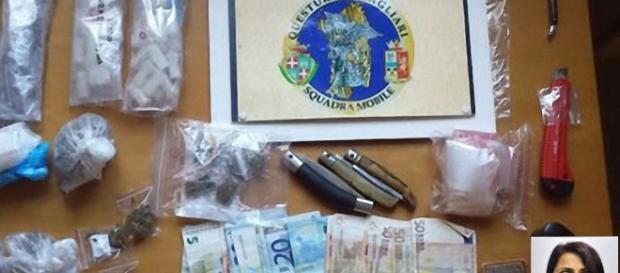 La droga sequestrata dalla Polizia a Mulinu Becciu. Nella foto piccola in basso a destra, Rita Ruggeri. La droga sequestrata dalla Polizia a Mulinu Becciu. Nella foto piccola in basso a destra, Rita Ruggeri.