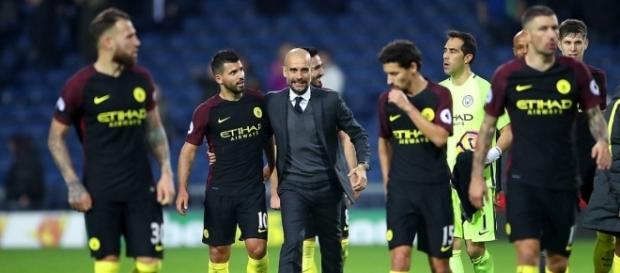 Guardiola não escondeu a felicidade, após a vitória dos citizens Guardiola não escondeu a felicidade, após a vitória dos citizens