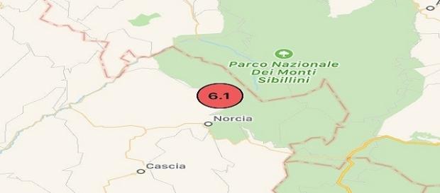 La zona colpita dal terremoto di questa mattina La zona colpita dal terremoto di questa mattina