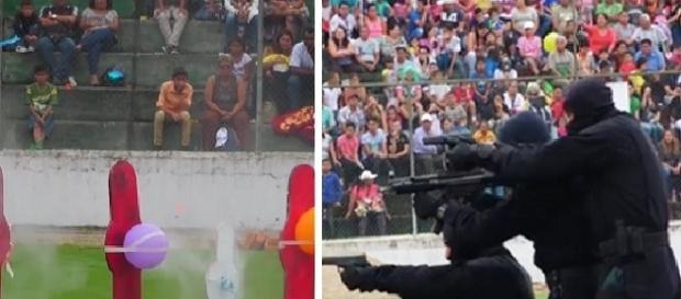 Balas de verdade atingiram espectadores durante demonstração Balas de verdade atingiram espectadores durante demonstração