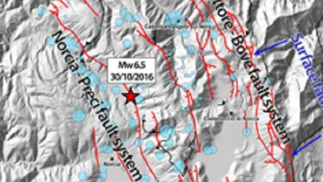 Immagine tratta dal sito http://www.comunicazioneingv.it/, illustra faglie responsabili del terremoto.