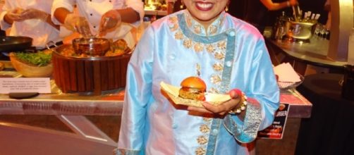Chef Maneet Chauhan made a special creation for the Rockin' Burger Block Party. (Photo by Barb Nefer)