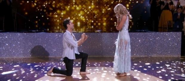 Sasha Farber proposed to Emma Slater during last night's episode of 'DWTS' on ABC. DWTS YouTube Sasha Farber proposed to Emma Slater during last night's episode of 'DWTS' on ABC. DWTS YouTube