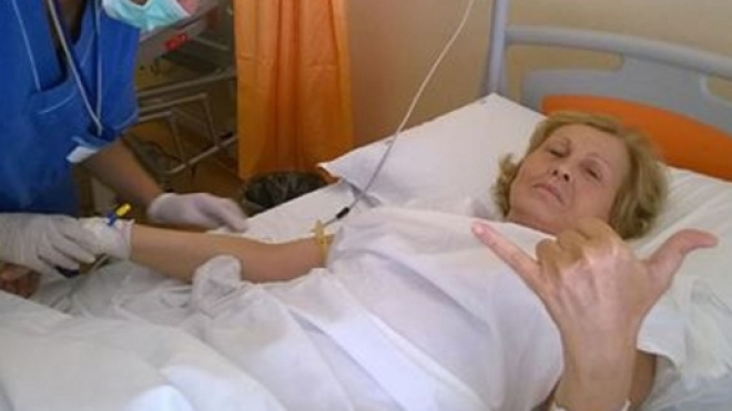 Maurizia Paradiso subito dopo l'operazione