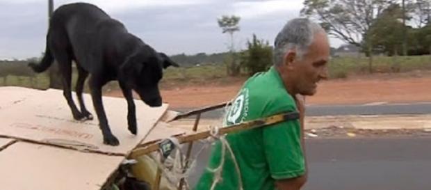 Nilson e seu fiel amigo, Pretinho (Foto: Reprodução/TV TEM) Nilson e seu fiel amigo, Pretinho (Foto: Reprodução/TV TEM)