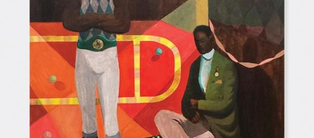 Un'opera dell'artista Derek Fordjour Un'opera dell'artista Derek Fordjour