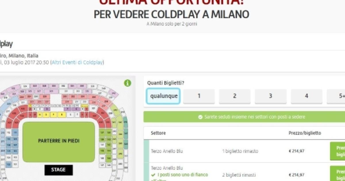 Biglietti ColdPlay esauriti su Ticketone, ma disponibili su Viago