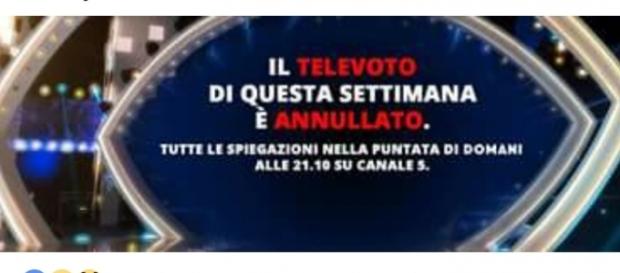 Annullato il televoto della quarta puntata del grande fratello vip. Annullato il televoto della quarta puntata del grande fratello vip.