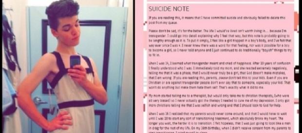 Leelah Alcorn se matou aos 16 anos e deixou uma nota sobre seu sofrimento por ser transgênero e não ter a aceitação da família nem da sociedade. Leelah Alcorn se matou aos 16 anos e deixou uma nota sobre seu sofrimento por ser transgênero e não ter a aceitação da família nem da sociedade.