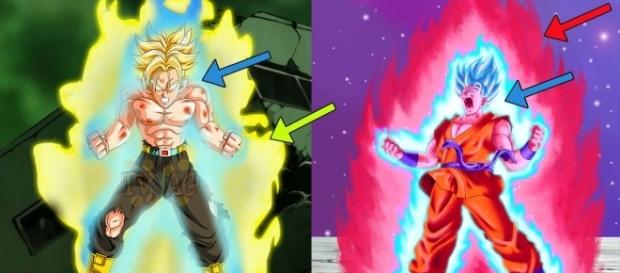 Trunks SSJ Dios Azul en SSJ y Goku SSJ Dios Azul en Kaioken Trunks SSJ Dios Azul en SSJ y Goku SSJ Dios Azul en Kaioken