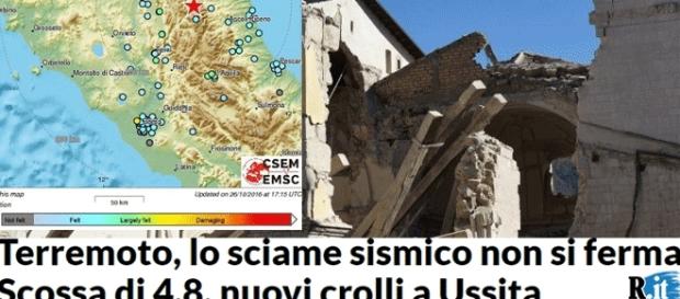 En points bleus, les localités où le séisme du 1er nov. a été ressenti (montage images La Reppubblica/CSEM, Jef T. – Blasting News) En points bleus, les localités où le séisme du 1er nov. a été ressenti (montage images La Reppubblica/CSEM, Jef T. – Blasting News)