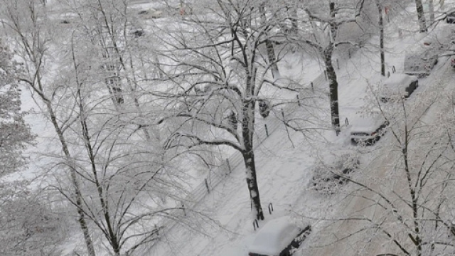 Berlino durante l'inverno, ricoperta di neve