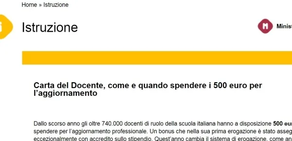 Carta del docente tempi e modi di erogazione