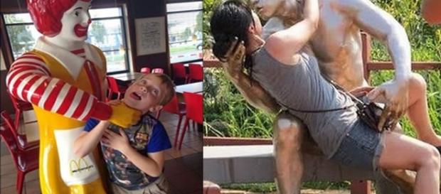 Formas criativas de interagir em uma fotografia com estátuas Formas criativas de interagir em uma fotografia com estátuas