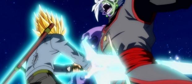 Trunks atacando a Zamasu en el episodio 66 de la serie Trunks atacando a Zamasu en el episodio 66 de la serie