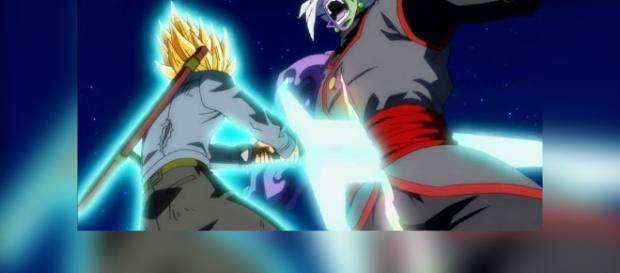 Trunks derrota a Zamasu con un ataque realizado por todos. Trunks derrota a Zamasu con un ataque realizado por todos.