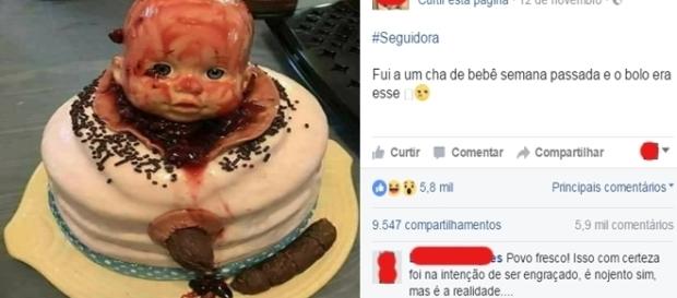 Bolo realista de parto em chá de bebê provoca polêmica na internet. Bolo realista de parto em chá de bebê provoca polêmica na internet.