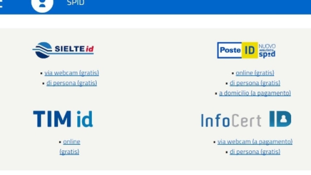 Documenti e gestori per la richiesta dello Spid