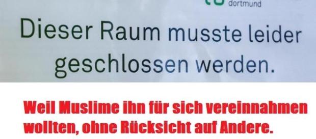 Geschlossener Raum der Stille, weil Muslime ihn für sich vereinnahmen wollten Geschlossener Raum der Stille, weil Muslime ihn für sich vereinnahmen wollten