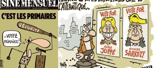 La couv' du nº de novembre (à g.) et un truc piqué sur le site de Siné Mensuel (c'est la faim d'images qui m'y a poussé, m'dame la juge) La couv' du nº de novembre (à g.) et un truc piqué sur le site de Siné Mensuel (c'est la faim d'images qui m'y a poussé, m'dame la juge)
