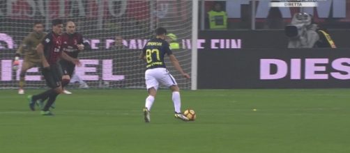 Milan-Inter, il pareggio momentaneo di Antonio Candreva
