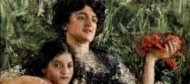 Ritratto della Signora Pinelli con la figlia ( Antonio Mancini) 1911 Ritratto della Signora Pinelli con la figlia ( Antonio Mancini) 1911