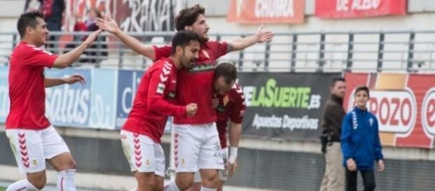Germán celebra el 1-0 al Real Jaén. | Imagen: J. Carrión - La Verdad Germán celebra el 1-0 al Real Jaén. | Imagen: J. Carrión - La Verdad