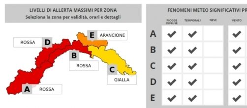 Maltempo Liguria - Allerta massima su tutta la regione (fonte allertaliguria.gov)
