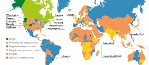L'uso di marijuana nel mondo in una mappa pubblicata da repubblica.it