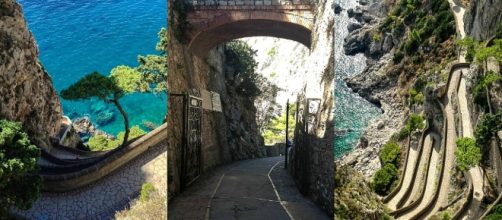 I tornanti della spettacolare via Krupp che dal centro di Capri conduce alla baia di Torre Saracena