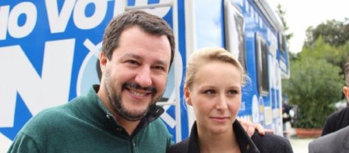 Matteo Salvini leader della Lega Nord e Marion Le Pen