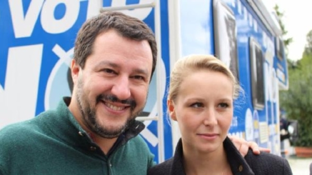 Matteo Salvini leader della Lega Nord e Marion Le Pen
