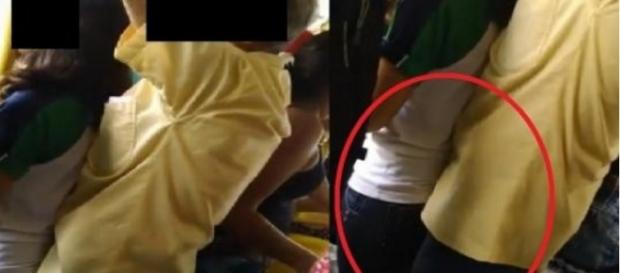 Menina é roçada por senhor em ônibus Menina é roçada por senhor em ônibus