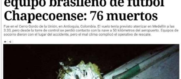 Cai avião do time da Chapecoense, que ia para a final da Sul-Americana Cai avião do time da Chapecoense, que ia para a final da Sul-Americana