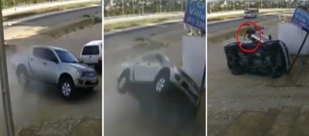 Nas imagens é possível ver o momento do acidente. Nas imagens é possível ver o momento do acidente.