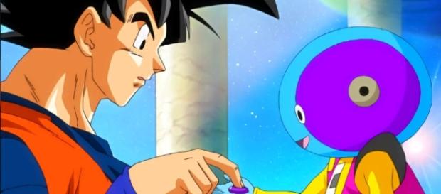 Zeno Sama entregando el botón de ayuda Zeno Sama entregando el botón de ayuda