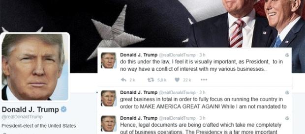 Donald Trump annonce qu'il délaisse ses affaires et sociétés via Twitter Donald Trump annonce qu'il délaisse ses affaires et sociétés via Twitter