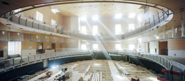 La Pierre Boulez Saal, durante i lavori guidati dall'architetto Frank Gehry La Pierre Boulez Saal, durante i lavori guidati dall'architetto Frank Gehry