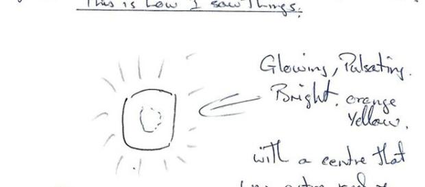 Una dei disegni del testimone mandate al MUFON Una dei disegni del testimone mandate al MUFON