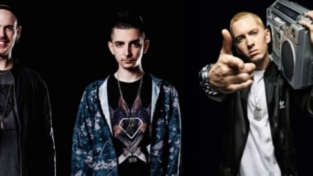 Da sinistra a destra, Gemitaiz, MadMan e Eminem.