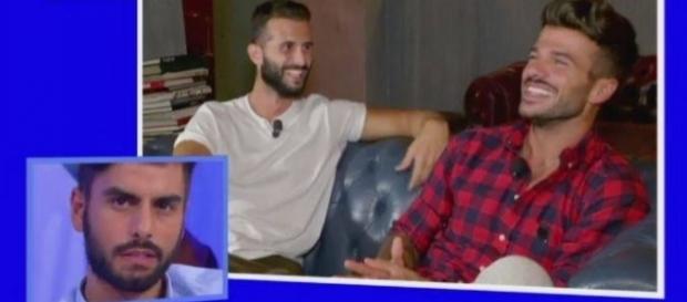 Francesco e Caludio in esterna, Mario nel quadrato.Il triangolo di uomini e donne Francesco e Caludio in esterna, Mario nel quadrato.Il triangolo di uomini e donne