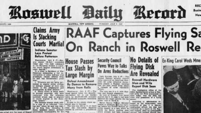 Prima pagina che annunciava l'incidente del disco volante