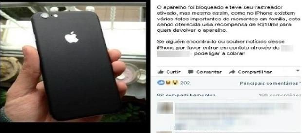 Empresária oferece R$ 10 mil para quem devolver seu celular perdido. Empresária oferece R$ 10 mil para quem devolver seu celular perdido.