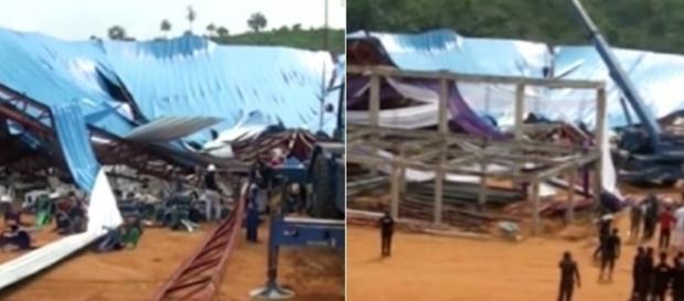 Telhado de igreja cai durante cerimônia na Nigéria Telhado de igreja cai durante cerimônia na Nigéria