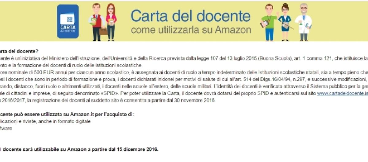 Carta Del Docente è Possibile Acquistare Su Amazon Come