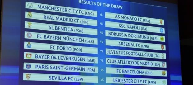 Los emparejamientos de octavos de final de Champions League Los emparejamientos de octavos de final de Champions League