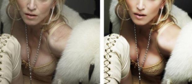 Madonna sem Photoshop fica bem diferente Madonna sem Photoshop fica bem diferente
